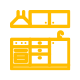Demolition services kitchens and bathrooms icon.