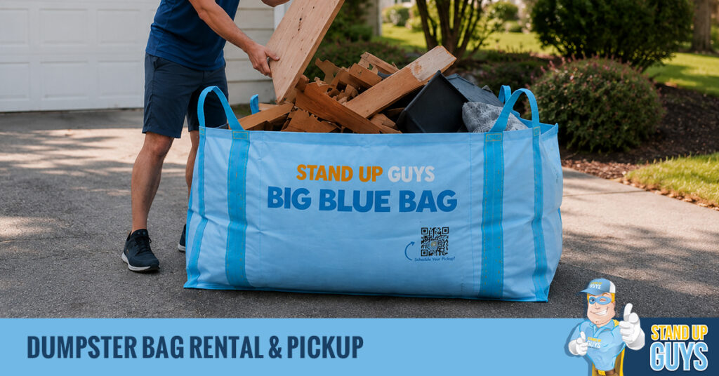 Dumpster bag rental and pickup service.